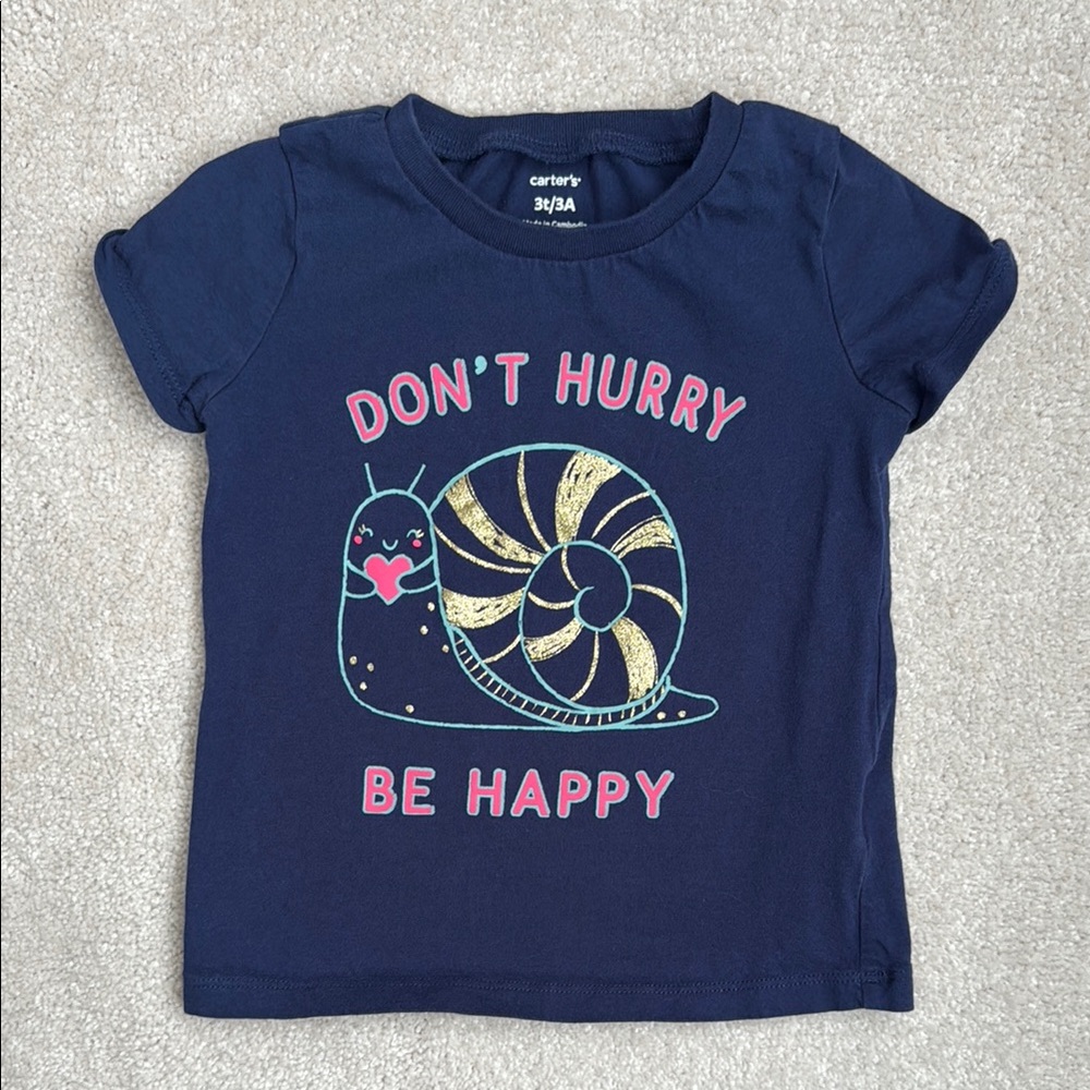Carter's girls Blue Short Sleeve Tee Snail Graphic 3T